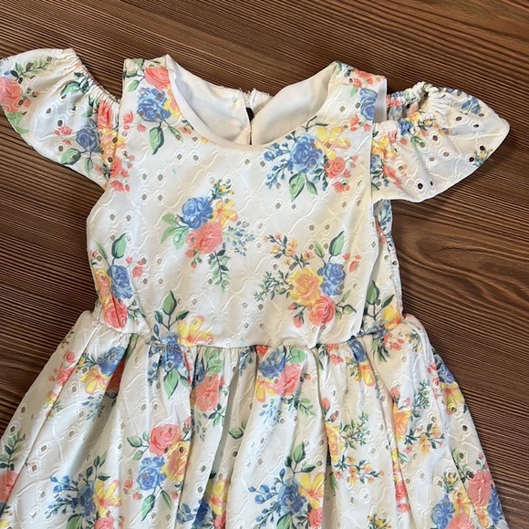 24M Girls Floral Dress With Matching Bloomers Stretchy Comfy Material - Picture 2 of 7